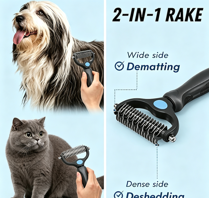 Professional Pet Deshedding Brush – Stainless Steel, Gentle on Skin
