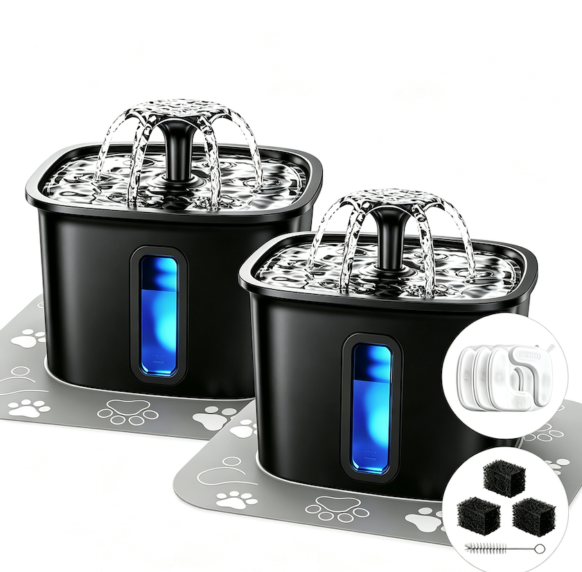 Black Matte Pet Water Fountain – Premium Filtration & Silent Flow