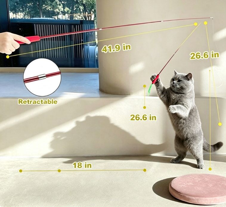 Premium Feather Cat Wand – Natural Materials, Interactive Play